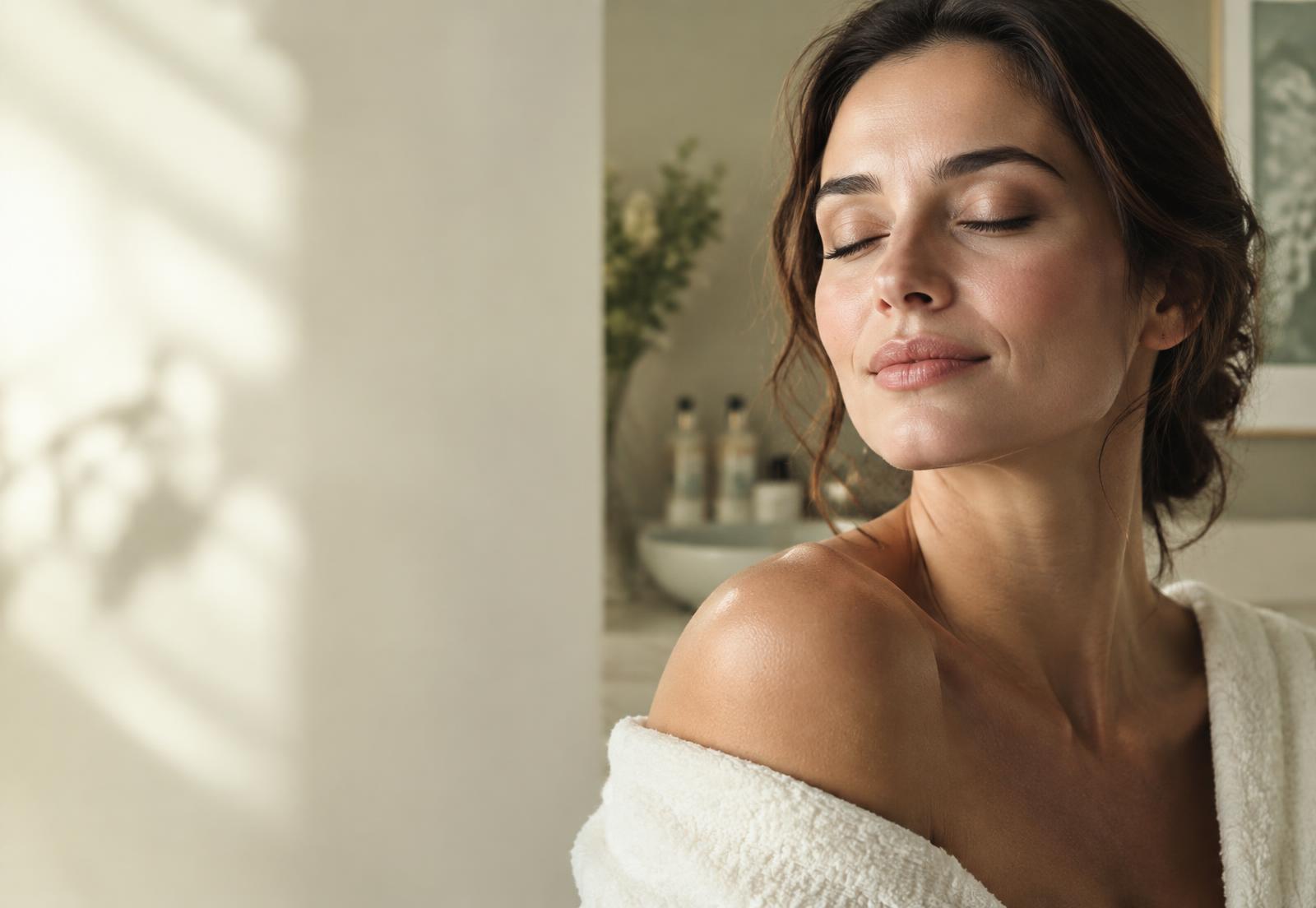 Woman relaxing in a calm aesthetics studio